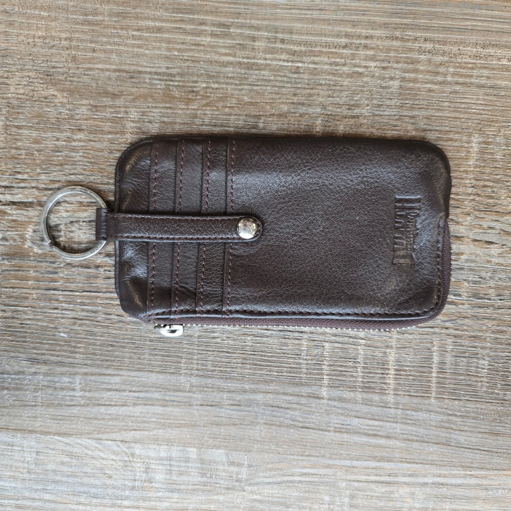 Duluth Trading Co Brown Leather Card Holder Key Ring Wallet ID Window Zippered